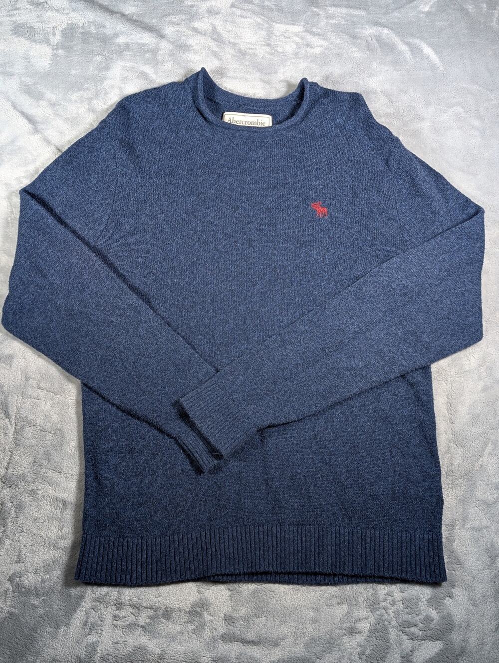 VTG Y2K Abercrombie & Fitch sweater red moose logo blue crewneck preppy Large